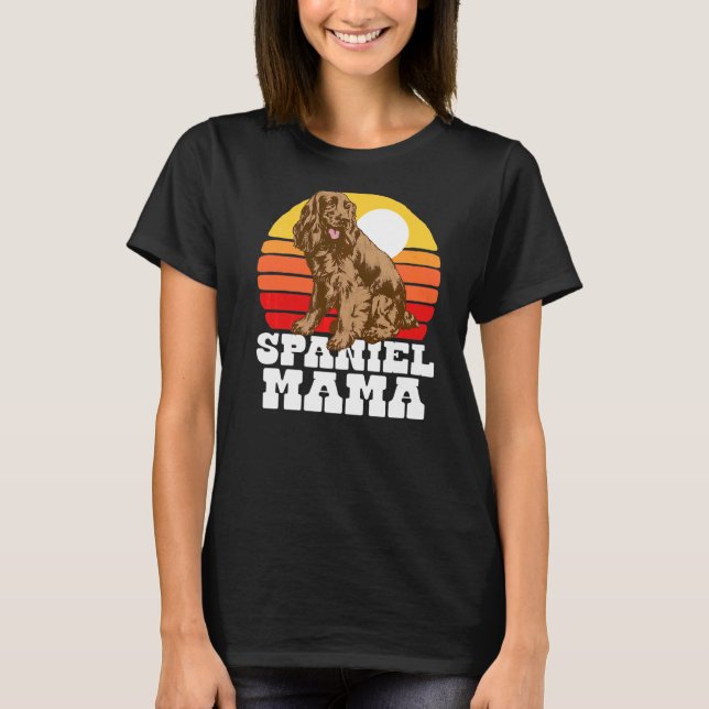Spaniel Mama Niedlich Retro Cocker 80er Sunset Vin T-Shirt (Vorderseite)