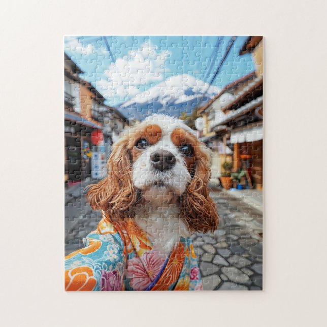 Spaniel Selfie At Mount Fuji Puzzle (Vertikal)