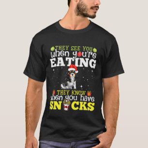 Spaniel Sie sehen Sie lustigen Hund Weihnachten T-Shirt