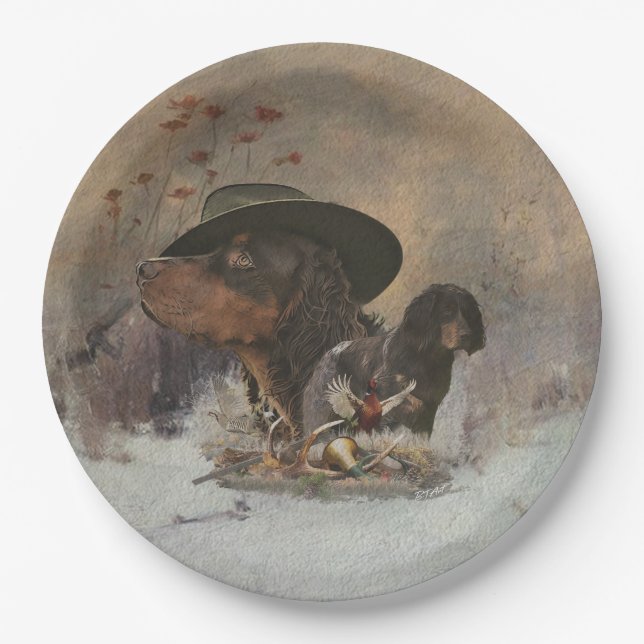 Spaniel von Picardie, Jagdsaison Pappteller (Vorderseite)