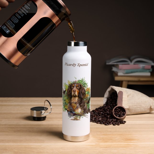 Spaniel von Picardie  Trinkflasche (Kaffee (gedreht))