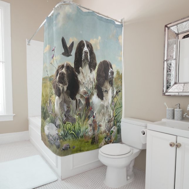 Spaniels "English Springer", Art Duschvorhang (Beispiel)