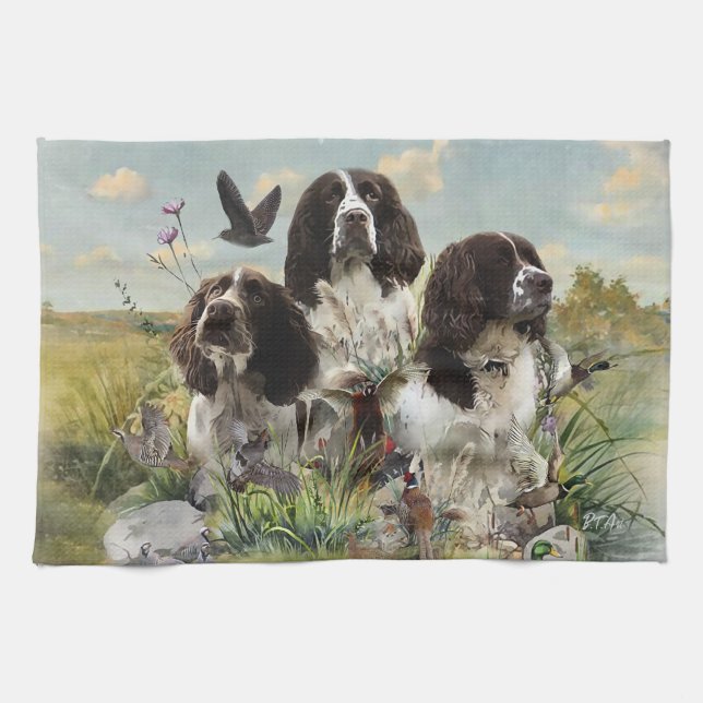 Spaniels "English Springer", Art Geschirrtuch (Horizontal)