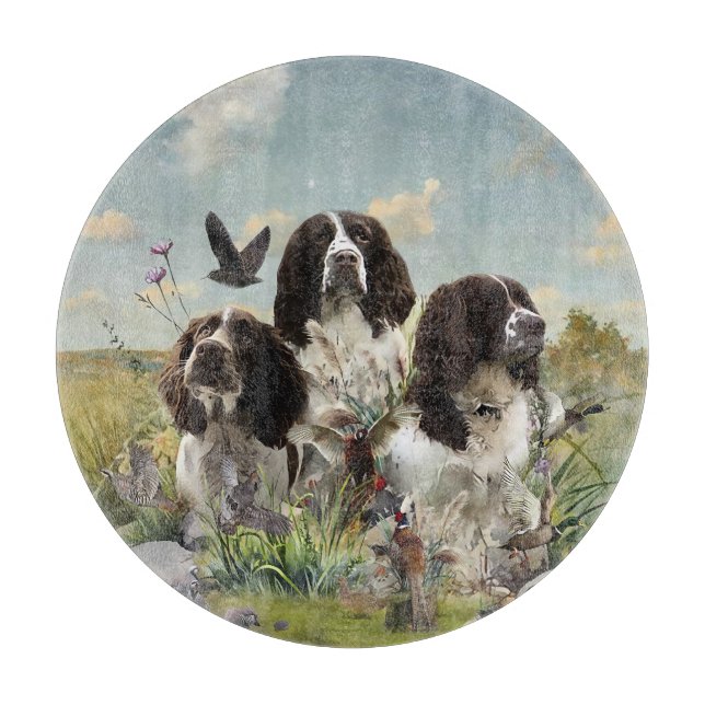 Spaniels "English Springer", Art Schneidebrett (Vorderseite)