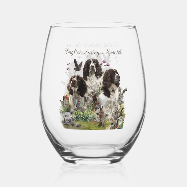Spaniels "English Springer", Art Weinglas Ohne Stiel (Vorderseite)