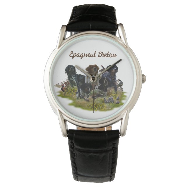 Spaniels in der Bretagne, Vogeljagd Armbanduhr (Vorderseite)