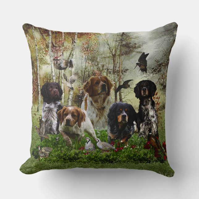 Spaniels in der Bretagne, Vogeljagd Kissen (Vorderseite)