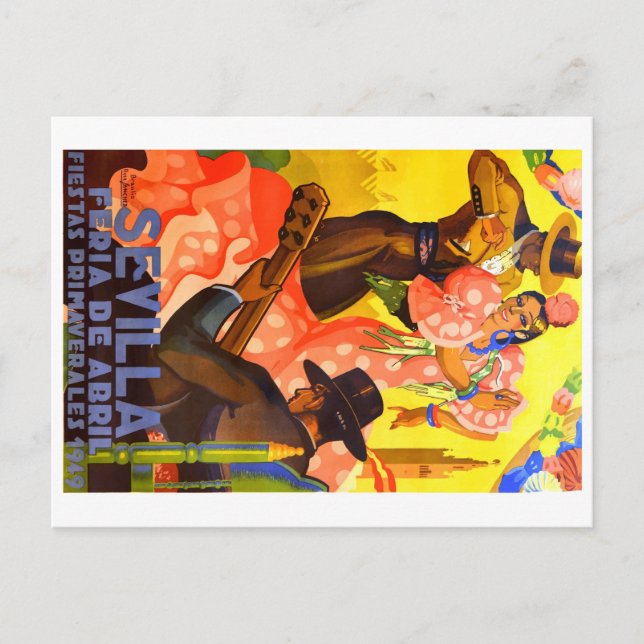 Spanien 1949 Sevilla April Fair Poster Postkarte (Vorderseite)