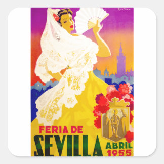 Spanien 1955 Sevilla April Fair Poster Quadratischer Aufkleber