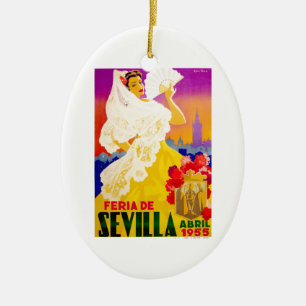Spanien 1955 Sevilla April-Messe-Plakat Keramikornament
