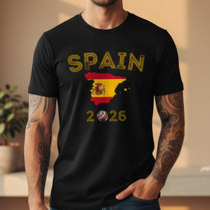 Spanien 2026 Fußball Fan Vintage Flagge Karte T-Shirt