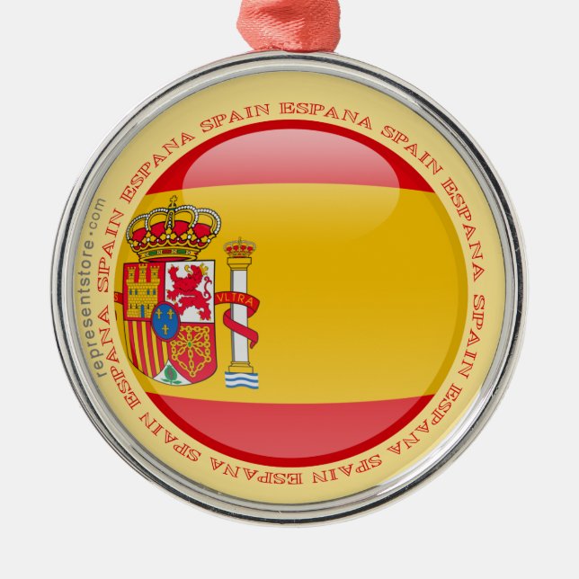 Spanien-Blasen-Flagge Silbernes Ornament (Vorne)