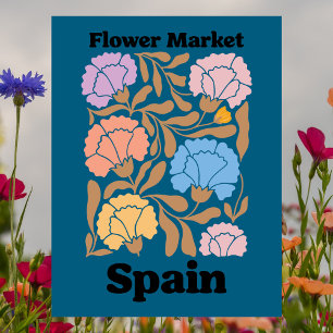 Spanien Blumenmarkt Farbige Nelken Blumen Postkarte