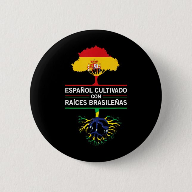 Spanien Brasilien Flaggen Erbe Geschenk Expat Fans Button (Vorderseite)