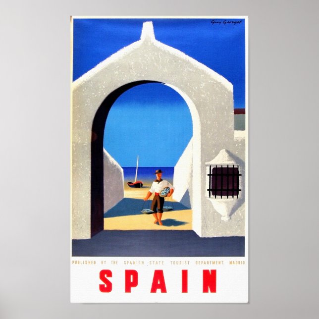 Spanien, Fisherman - Vintage Travel Poster (Vorne)