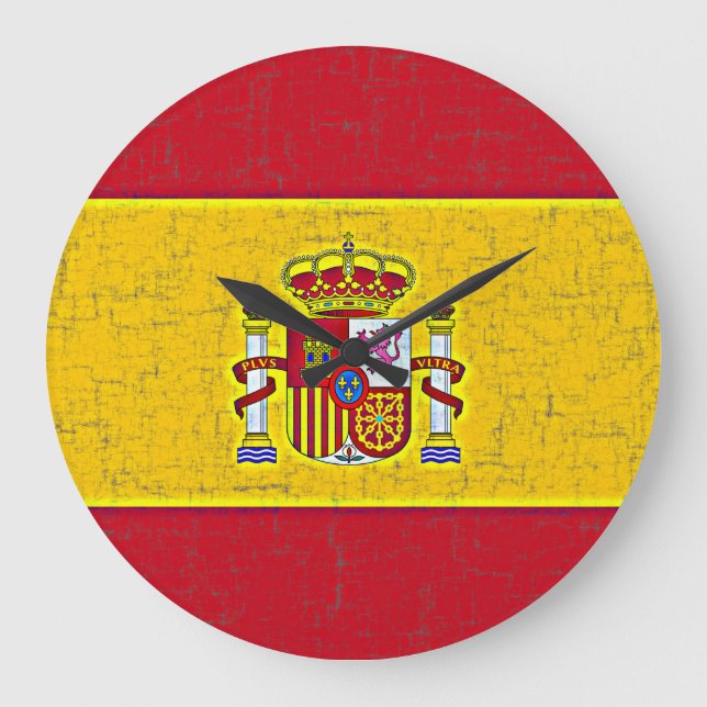 SPANIEN FLAG Clock Große Wanduhr (Vorderseite)