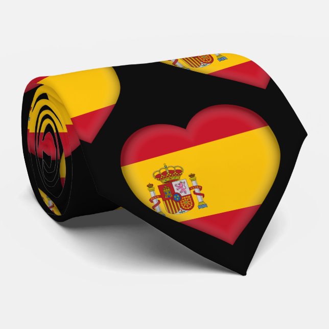Spanien Flag Farben Herzmuster Neck Tie Krawatte (Gerollt)