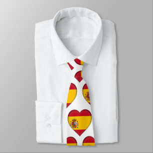 Spanien Flag Farben Herzmuster Neck Tie Krawatte