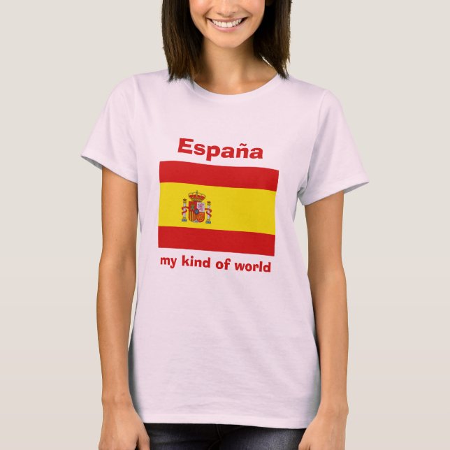 Spanien Flag + Karte + Text T - Shirt (Vorderseite)