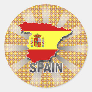 Spanien Flag Map 2.0 Runder Aufkleber