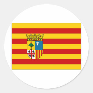 Spanien - Flagge Aragon Runder Aufkleber