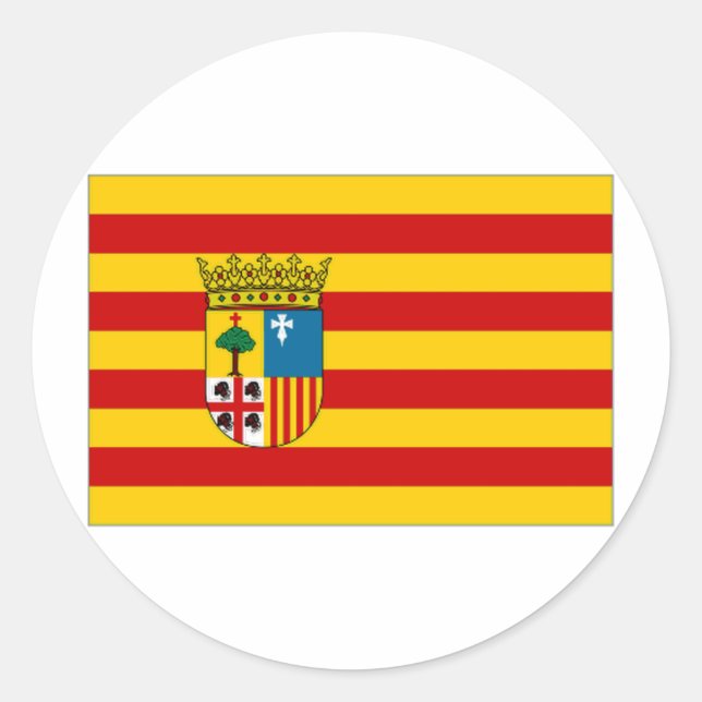 Spanien - Flagge Aragon Runder Aufkleber (Vorderseite)