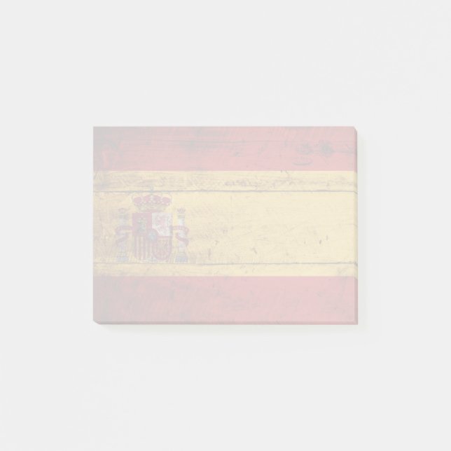 Spanien-Flagge auf altem hölzernem Korn Post-it Klebezettel (Vorderseite)
