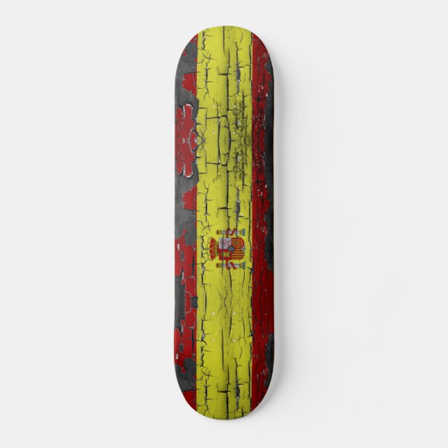Spanien-Flagge auf disstressed Farben-Skateboard Skateboard (Vorderseite)