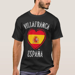 Spanien Flagge Herz Villafranca Del Panades Stadt T-Shirt