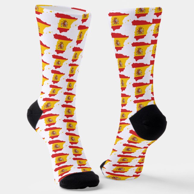 Spanien Flagge innerhalb der Karte Souvenir Design Socken (Gewinkelt)