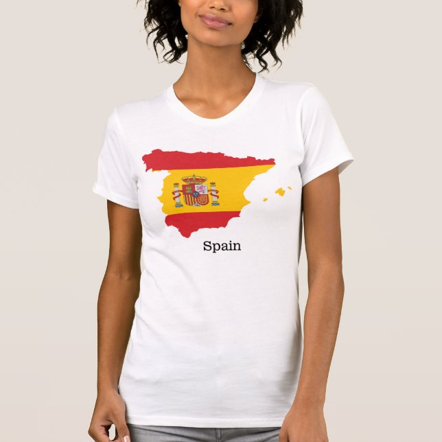 Spanien Flagge innerhalb der Karte Souvenir Design T-Shirt (Vorderseite)