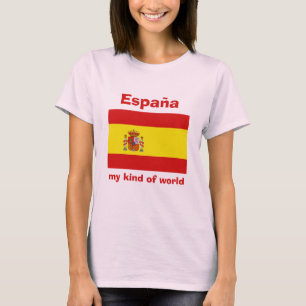 Spanien Flagge + Karte + Text T-Shirt