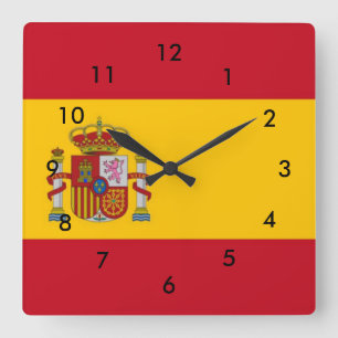 Spanien-Flagge Quadratische Wanduhr