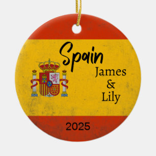Spanien Flaggen-Ornament, Personalisiert Spanien Keramik Ornament