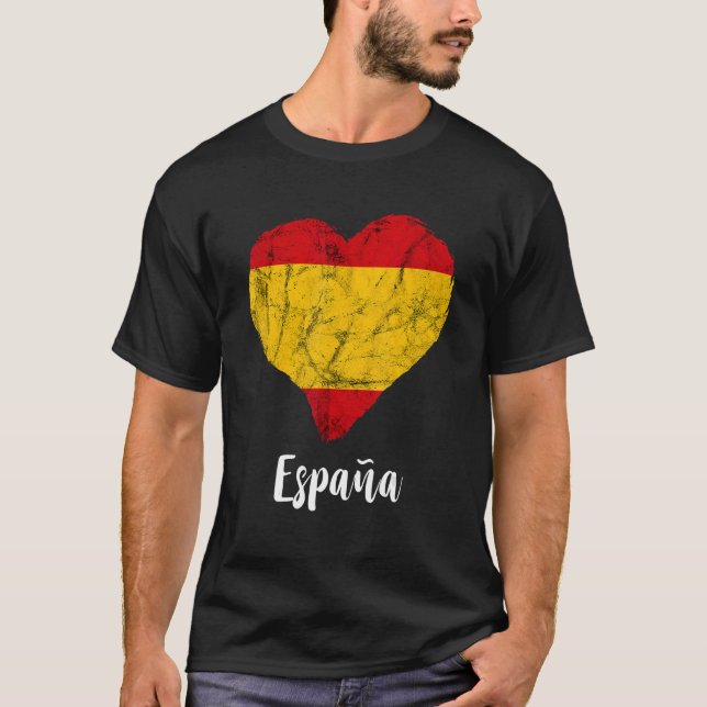 Spanien Flaggenstaat Herz Espana Spanischer Stolz T-Shirt (Vorderseite)