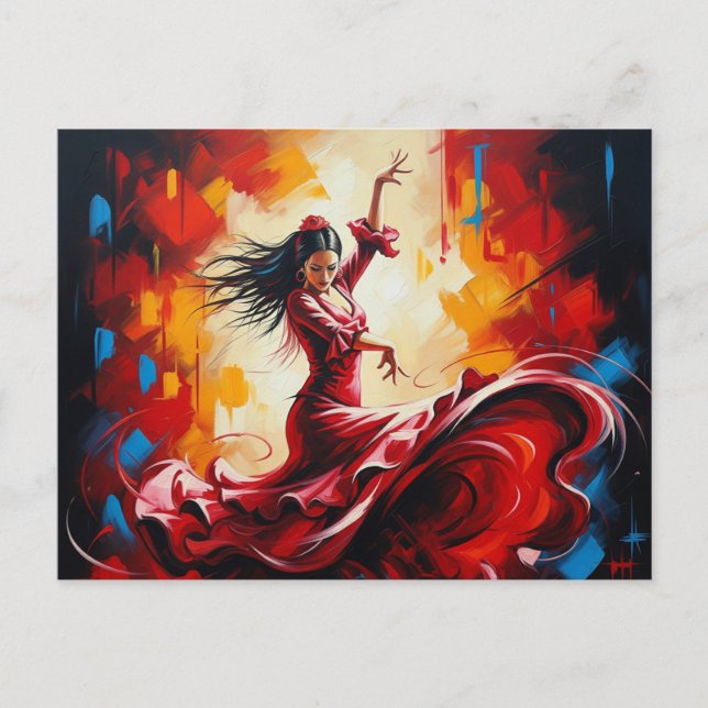 Spanien Flamenco Dancer Colorful Postkarte (Vorderseite)