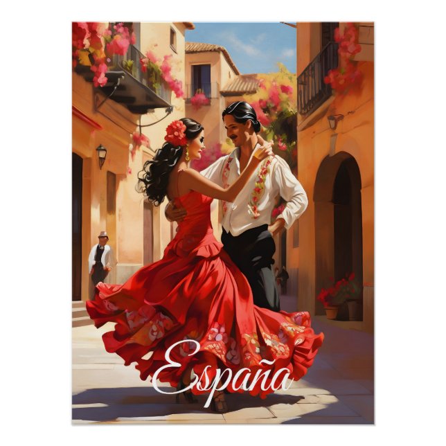 Spanien Flamenco-Tänzer Reiseplakat Poster (Vorderseite)