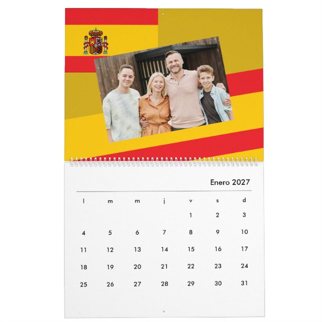 Spanien | Fügen Sie Ihr Foto Spanische Flagge farb Kalender (Jan 2027)