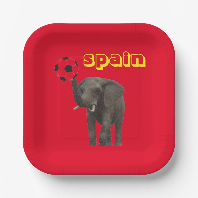Spanien Fußball Elefant Rot Gelb Moderne Pappteller (Vorderseite)