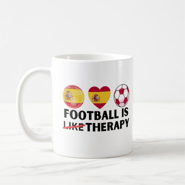 Spanien Fußball ist wie Therapie Kaffeetasse (Links)