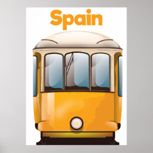 Spanien Gelbe Straßenbahnhaltestelle Poster