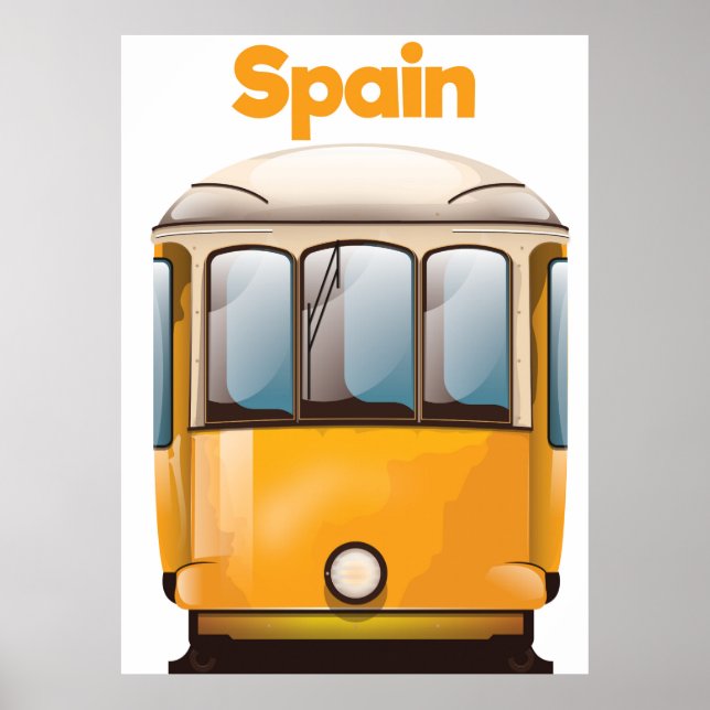 Spanien Gelbe Straßenbahnhaltestelle Poster (Vorne)