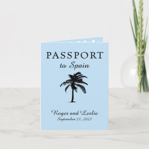 Spanien Hellblaues Hochzeitspassport Einladung