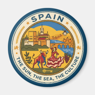 Spanien Illustration Reise Kunst Abzeichen Magnet