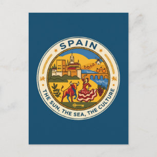 Spanien Illustration Reise Kunst Abzeichen Postkarte