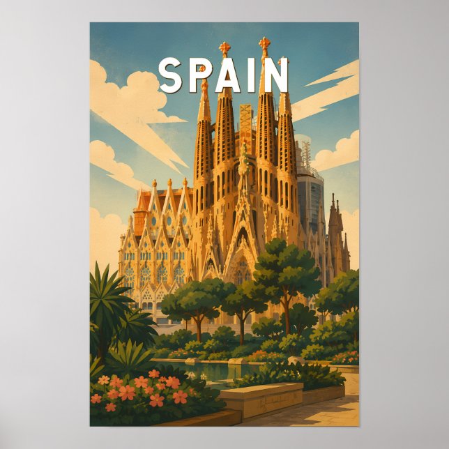 Spanien Illustration Reise Kunst Vintage Poster (Vorne)