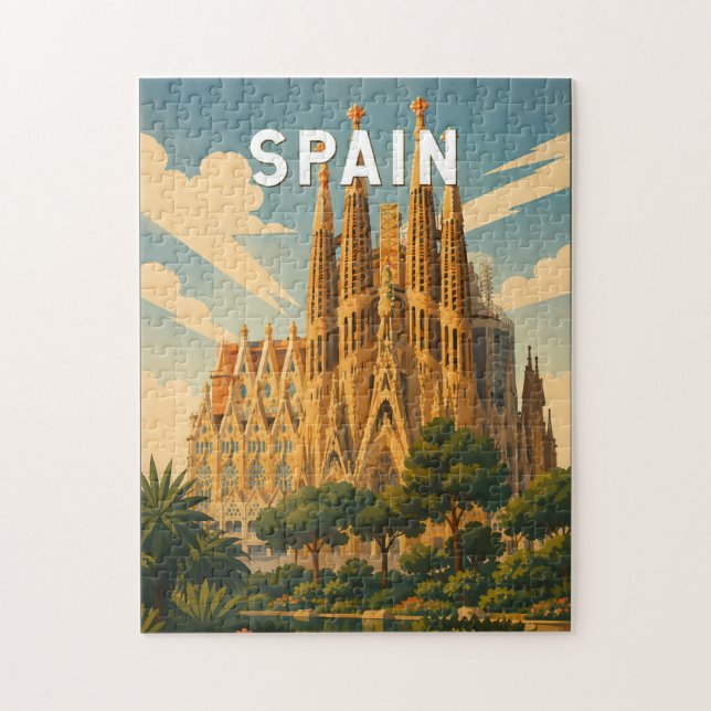 Spanien Illustration Reise Kunst Vintage Puzzle (Vertikal)