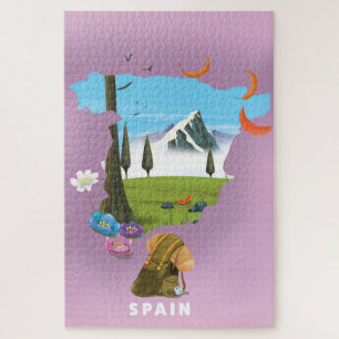 Spanien Illustrierte Landkarte Reiseplakat Puzzle