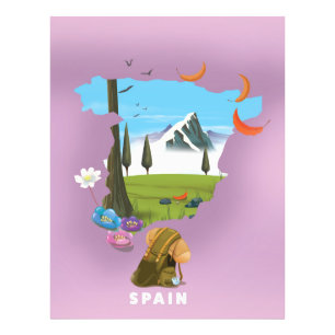 Spanien Illustriertes Reiseplakat Fotodruck
