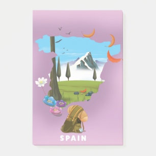 Spanien Illustriertes Reiseplakat Post-it Klebezettel